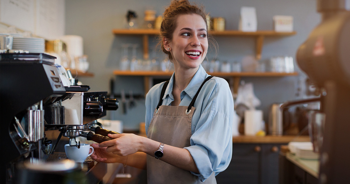 Woman working in a coffee shop