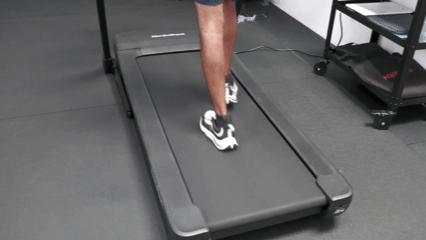 A footwear tester on the treadmill at the INSITE Research & Design Lab